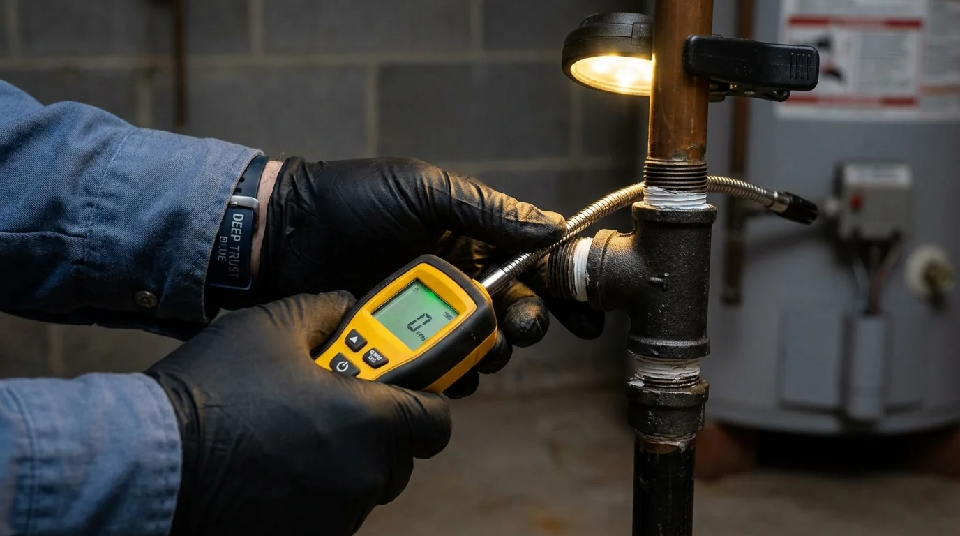 Gas leak detection with electronic sniffer by Johns Plumbing LLC in Sedan
