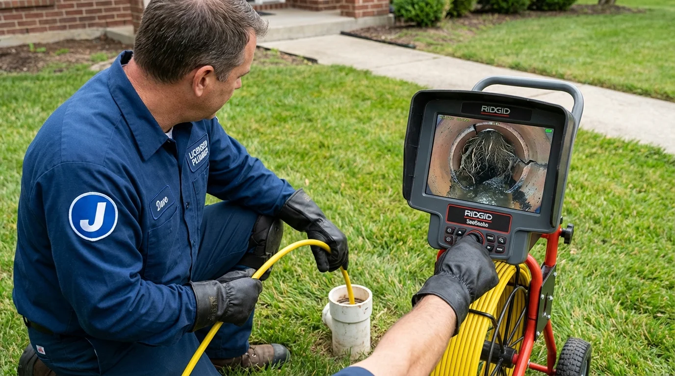 Sewer camera inspection being performed by Johns Plumbing LLC in Sedan